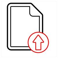 Upload File icon in red line color vector