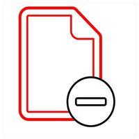 Remove File icon in red line color vector