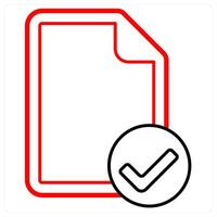 Verified File icon concept in red line color vector