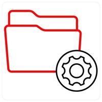 Folder Setting icon concept in red line color vector