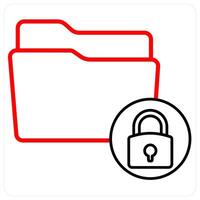 Folder Security icon concept in red line color vector