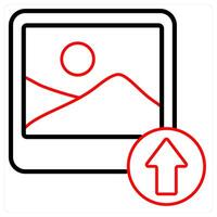 Upload Image icon concept in red line color vector