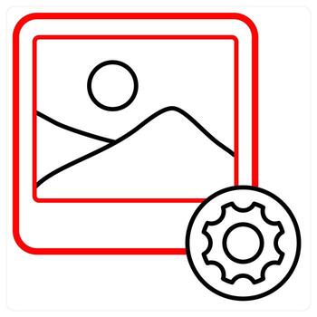 Image Setting icon concept in red line color vector