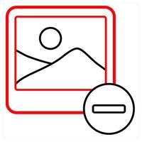 Remove Image icon concept in red line color vector