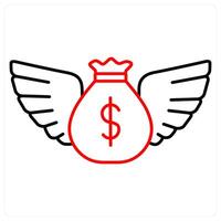 Loan icon concept in red line color vector