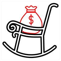 Pension icon concept in red line color vector