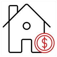 Home Loan icon concept in red line color vector