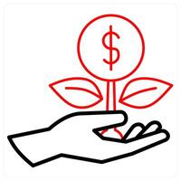 loan and money icon concept in red line color vector