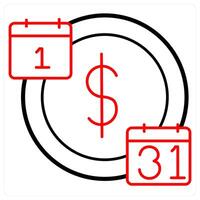 Loan Time icon concept in red line color vector