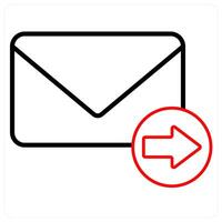 Send Mail icon concept in red line color vector