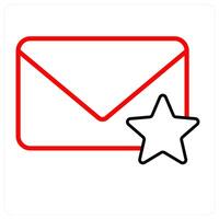 Star Mail icon concept in red line color vector