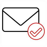 Verified Message icon concept in red line color vector