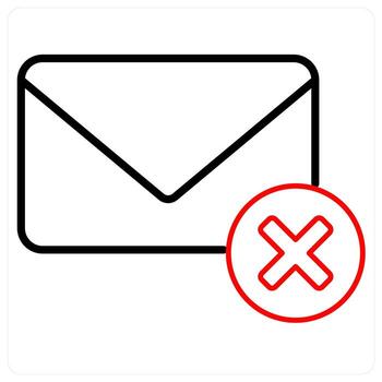 Delete Message icon concept in red line color vector