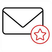 Star Mail icon in red line color vector