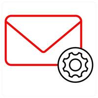Mail Setting icon concept in red line color vector