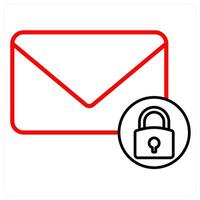 Mail Security icon concept in red line color vector