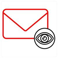 View Mail icon concept in red line color vector