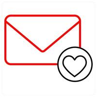 Favorite Mail icon concept in red line color vector