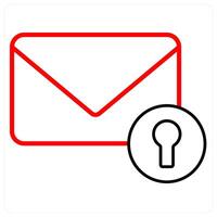 Secured mail icon concept in red line color vector