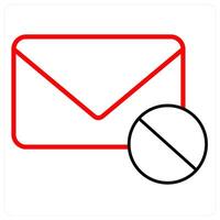 Delete Mail icon concept in red line color vector