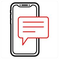 Mobile Chat icon concept in red line color vector