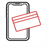 Mobile Payment icon concept in red line color vector