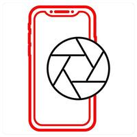Capture icon concept in red line color vector