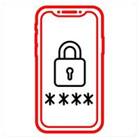 Mobile Security icon concept in red line color vector