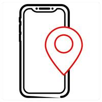 Mobile Navigation icon concept in red line color vector