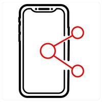 Mobile Share icon concept in red line color vector