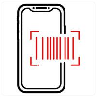 Mobile Code Bar icon concept in red line color vector
