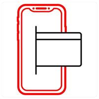 Mobile Payment icon in red line color vector