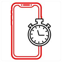 Mobile Watch icon concept in red line color vector