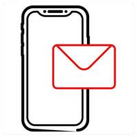 Mail and email icon concept in red line color vector