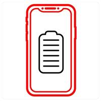 Mobile Battery icon concept in red line color vector