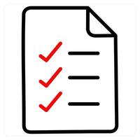 Done List icon concept in red line color vector