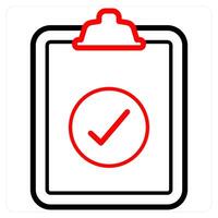 Clipboard icon concept in red line color vector