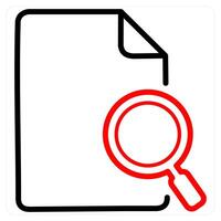 Search and find icon concept in red line color vector