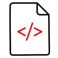 Code and binary icon concept in red line color vector
