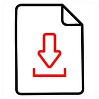 Download and down arrow icon concept in red line color vector