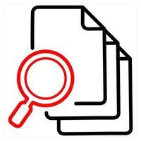 Search Document icon concept in red line color vector