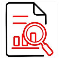 Data Search and find icon concept in red line color vector