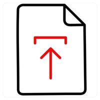 Upload and data icon concept in red line color vector