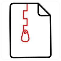 Zip File icon concept in red line color vector
