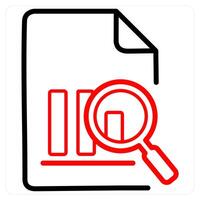 Data Search and search icon concept in red line color vector