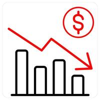 Financial Loss and business loss icon concept in red line color vector