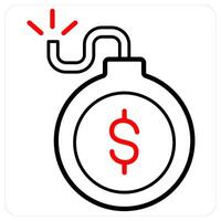 Mortgage and loan icon concept in red line color vector