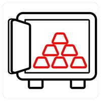 Gold Coin and bars icon concept in red line color vector