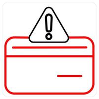 Card Alert and credit card icon concept in red line color vector