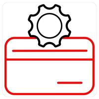 Card Setting and configuration icon concept in red line color vector
